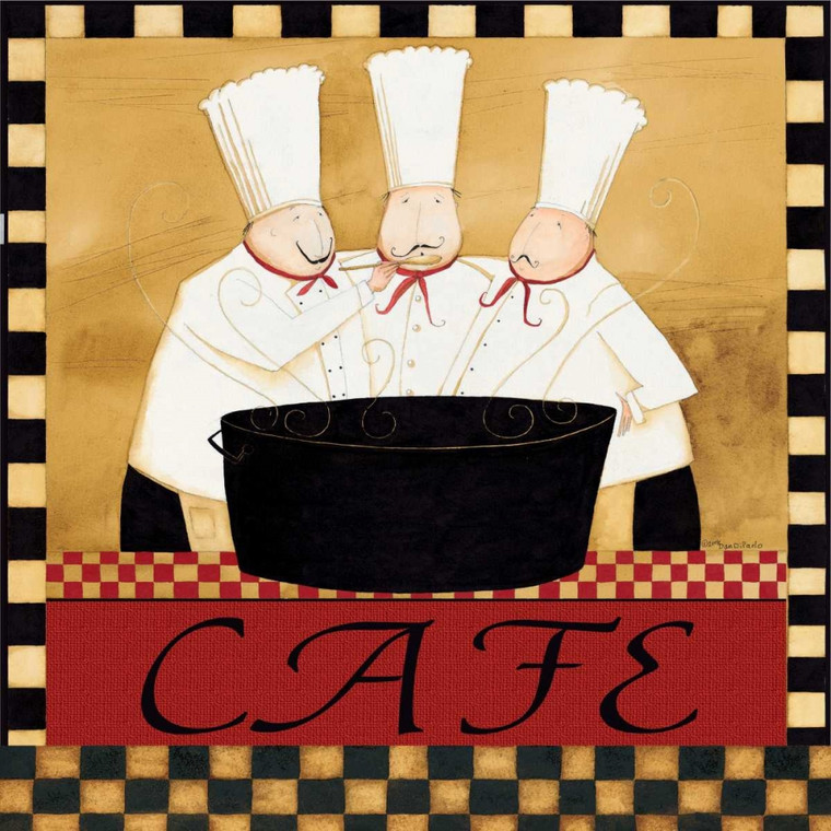 DiPaolo Dan Chefs Cafe Cucina cm54X54 Immagine su CARTA TELA PANNELLO CORNICE Quadrata