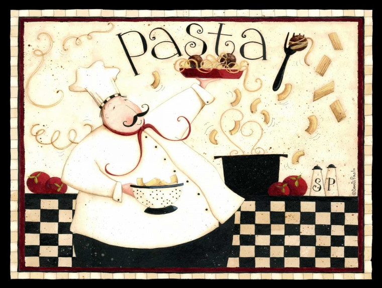 DiPaolo Dan chef Pasta World Culture cm73X98 Immagine su CARTA TELA PANNELLO CORNICE Orizzontale
