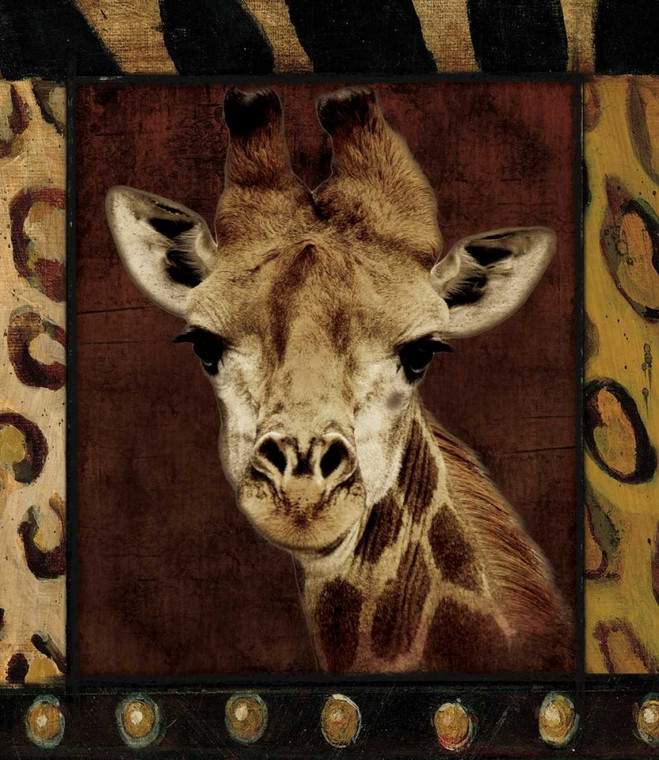 Grey Jace Giraffe Delimitata Animali cm91X77 Immagine su CARTA TELA PANNELLO CORNICE Verticale
