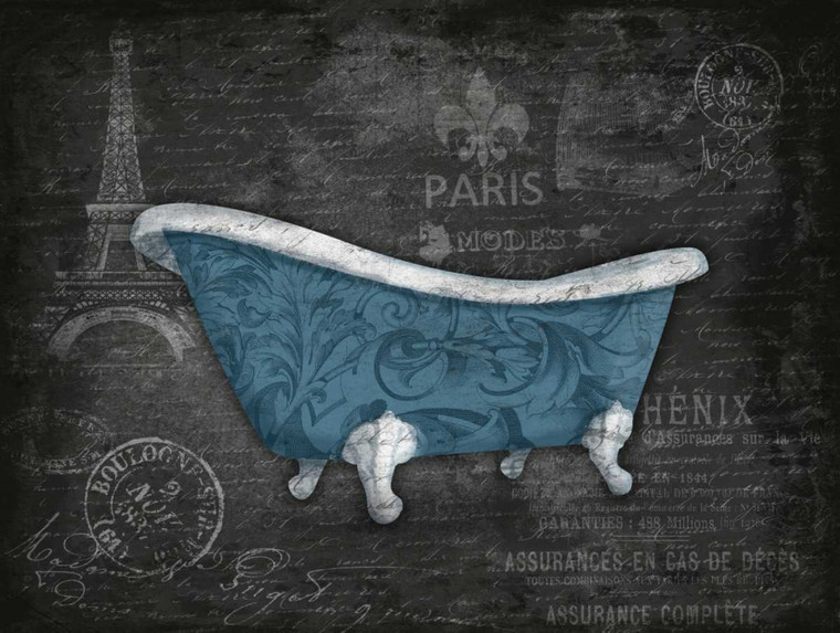 Grey Jace Blu Bath Bagno cm73X98 Immagine su CARTA TELA PANNELLO CORNICE Orizzontale