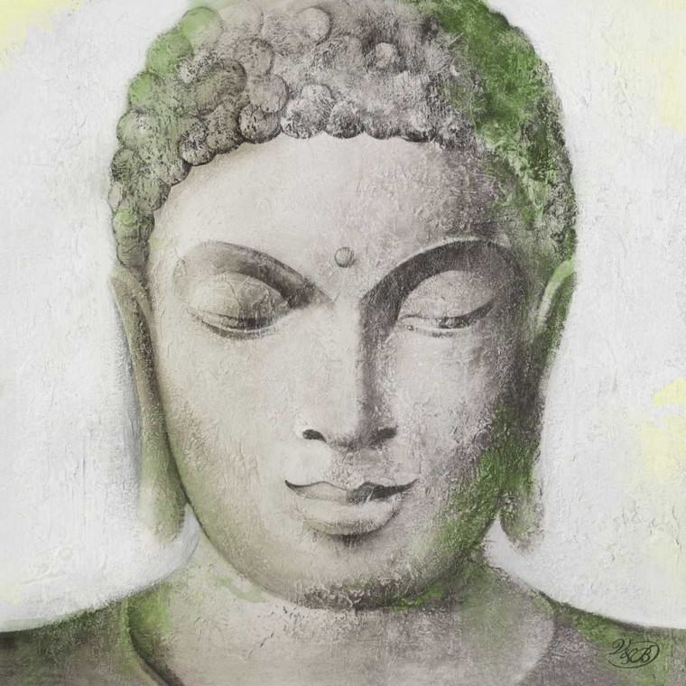 Isabella Peaceful Buddha verde Inspirational cm87X87 Immagine su CARTA TELA PANNELLO CORNICE Quadrata