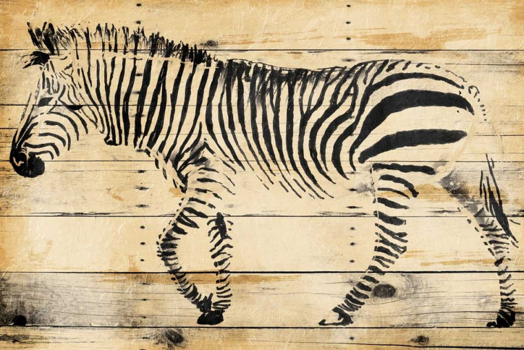 OnRei Zebra legno Animali cm87X131 Immagine su CARTA TELA PANNELLO CORNICE Orizzontale