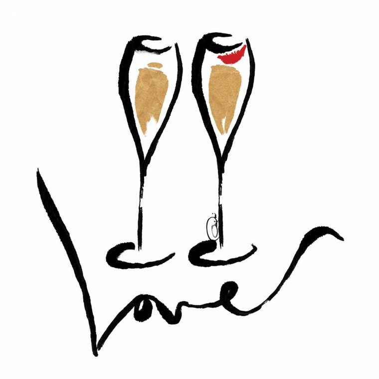 OnRei L'amore di Champagne Cucina cm73X73 Immagine su CARTA TELA PANNELLO CORNICE Quadrata