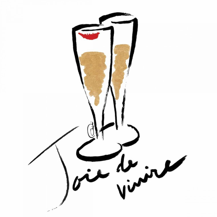 OnRei Joy Vivire Champagne simboli cm73X73 Immagine su CARTA TELA PANNELLO CORNICE Quadrata