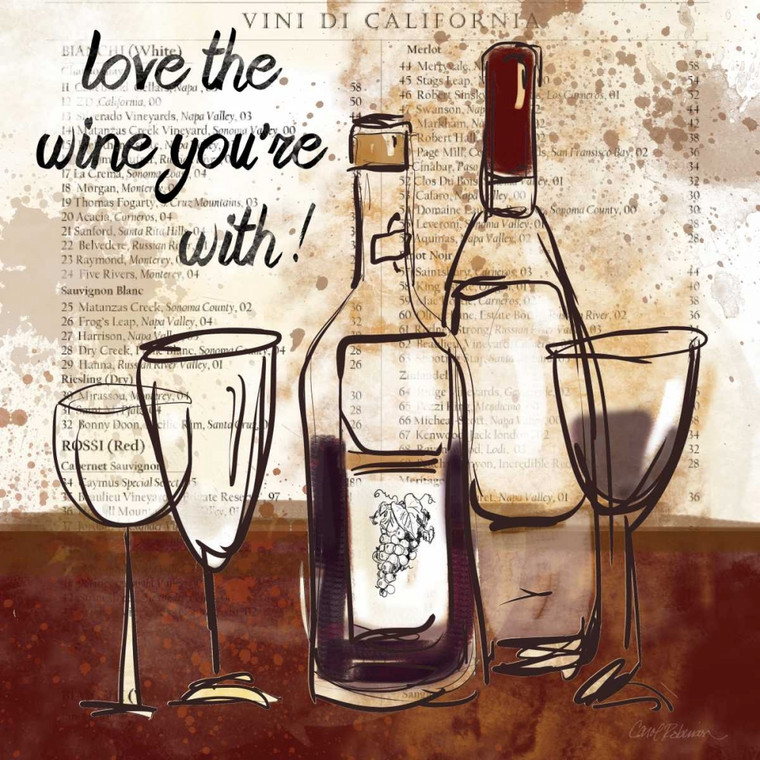 Robinson Carol Ama il vino Inspirational cm54X54 Immagine su CARTA TELA PANNELLO CORNICE Quadrata
