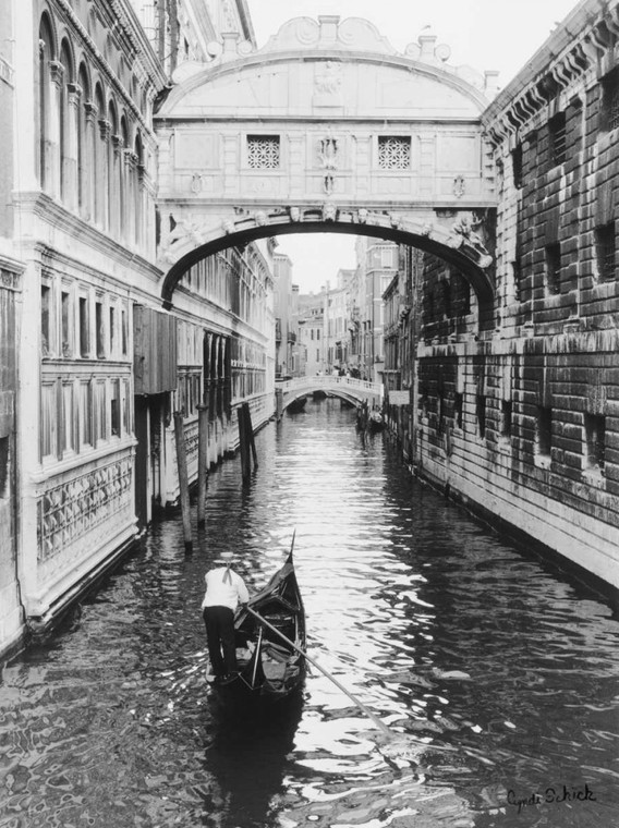 Schick Cyndi Canal Venezia europeo cm102X74 Immagine su CARTA TELA PANNELLO CORNICE Verticale