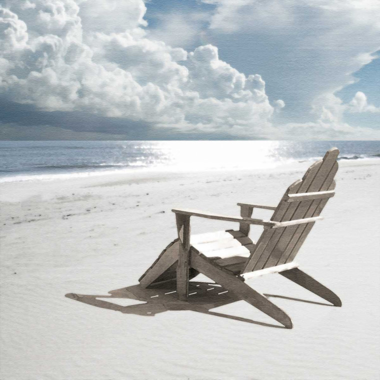 Bay Noah Solitary Beach Chair Costiero cm73X73 Immagine su CARTA TELA PANNELLO CORNICE Quadrata
