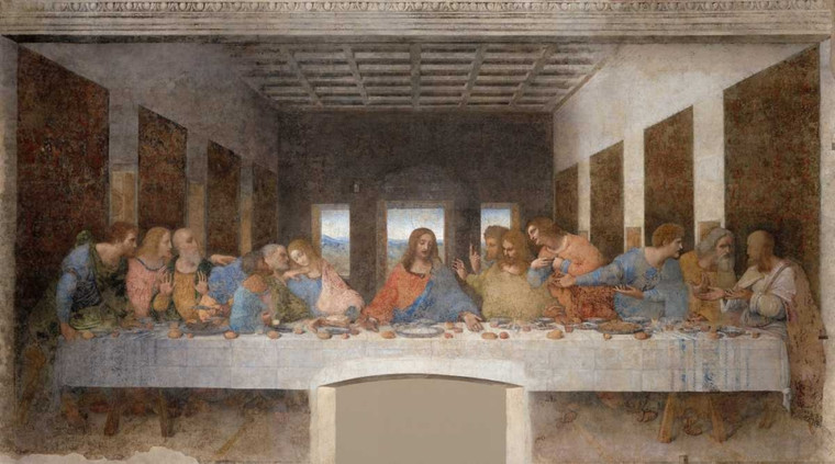 Da Vinci Leonardo L'ultima Cena Figurativo cm45X82 Immagine su CARTA TELA PANNELLO CORNICE Orizzontale