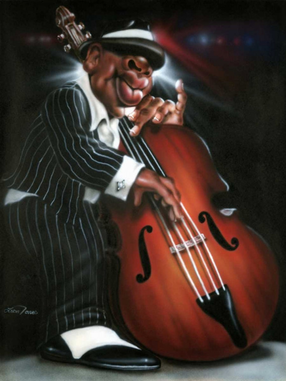 Jones Leonard D jazzman Musica cm91X68 Immagine su CARTA TELA PANNELLO CORNICE Verticale