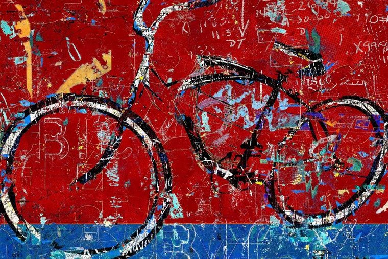 Thetford Daryl Red Graffiti Bike Contemporaneo cm59X91 Immagine su CARTA TELA PANNELLO CORNICE Orizzontale
