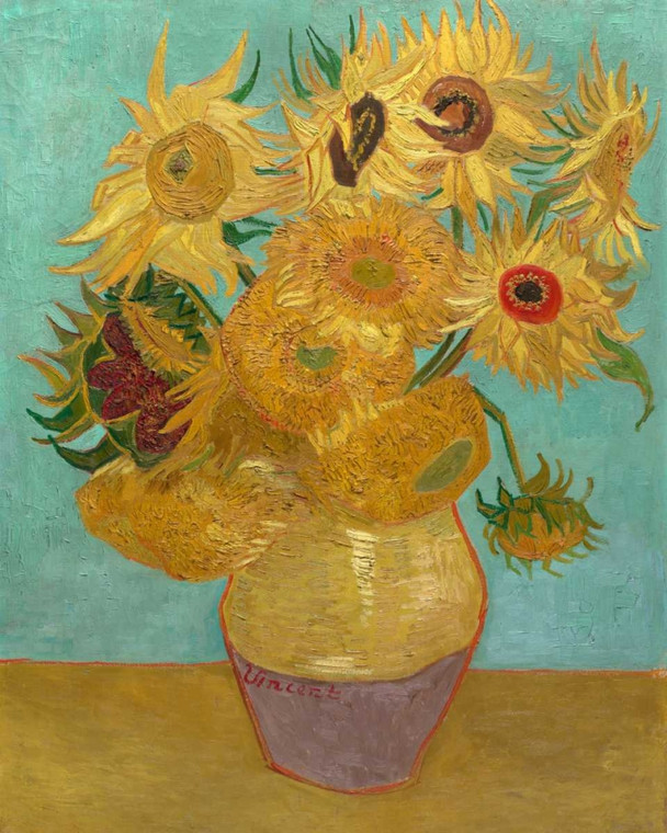 Van Gogh Vincent Girasoli 1889 Floreale cm91X73 Immagine su CARTA TELA PANNELLO CORNICE Verticale