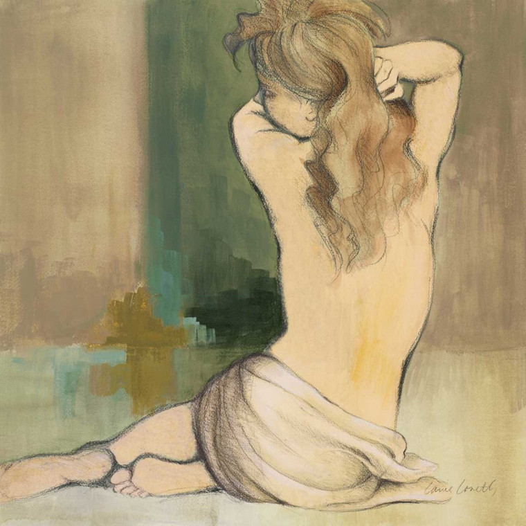 Loreth Lanie Waking Woman I   verde Figurativo cm87X87 Immagine su CARTA TELA PANNELLO CORNICE Quadrata