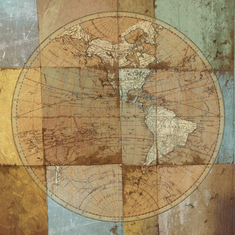 Medley Elizabeth Mappa singolo Globale cm73X73 Immagine su CARTA TELA PANNELLO CORNICE Quadrata