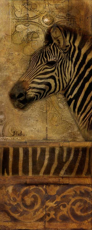 Pinto Patricia Elegante Safari V (zebra) Animali cm139X54 Immagine su CARTA TELA PANNELLO CORNICE Verticale