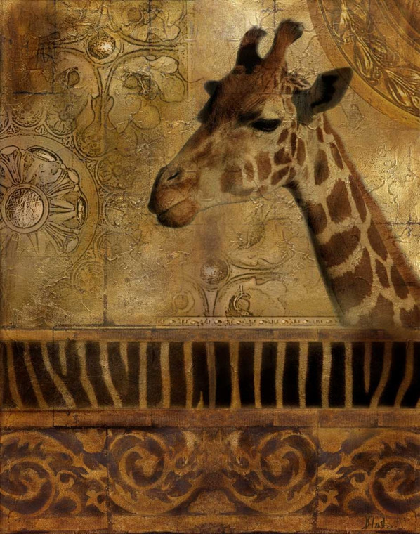Pinto Patricia Elegante Safari III Giraffa Decorativo cm109X85 Immagine su CARTA TELA PANNELLO CORNICE Verticale