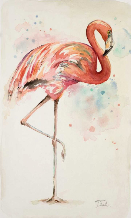 Pinto Patricia Flamingo II Tropicale cm124X74 Immagine su CARTA TELA PANNELLO CORNICE Verticale