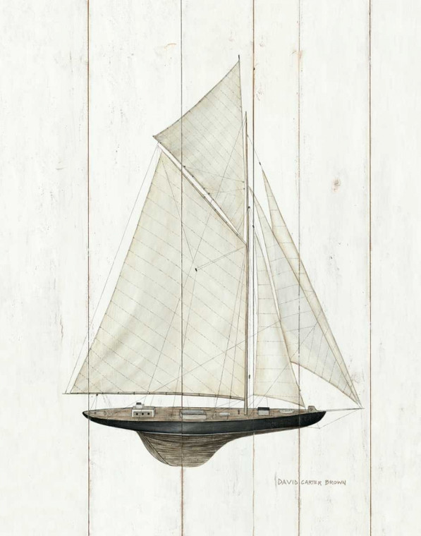 Brown David Carter Barca a vela I Costiero cm102X80 Immagine su CARTA TELA PANNELLO CORNICE Verticale