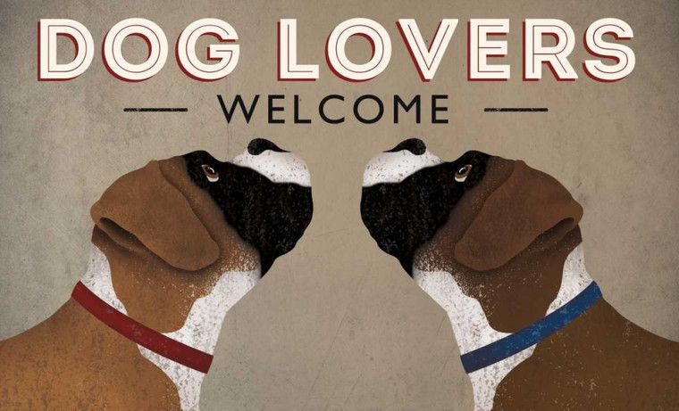 Fowler Ryan Boxer   Dog Lovers Benvenuti Animali cm78X129 Immagine su CARTA TELA PANNELLO CORNICE Orizzontale