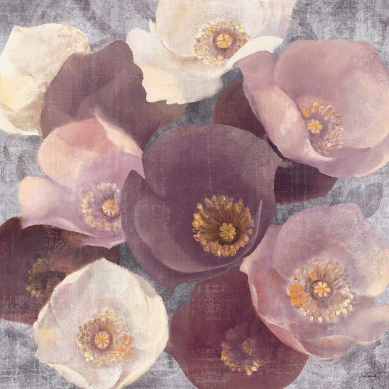 Hristova Albena Eventide Plum Floreale cm77X77 Immagine su CARTA TELA PANNELLO CORNICE Quadrata