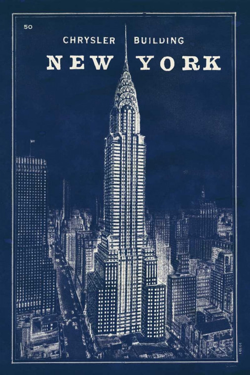 Schlabach Sue Blueprint Mappa New York Chrysler Building Viaggio cm118X78 Immagine su CARTA TELA PANNELLO CORNICE Verticale