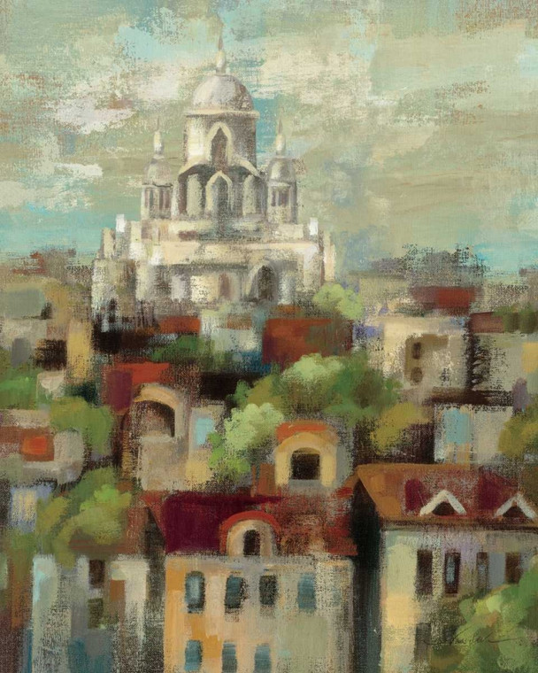 Vassileva Silvia Primavera a Parigi I Paesaggio urbano cm91X73 Immagine su CARTA TELA PANNELLO CORNICE Verticale