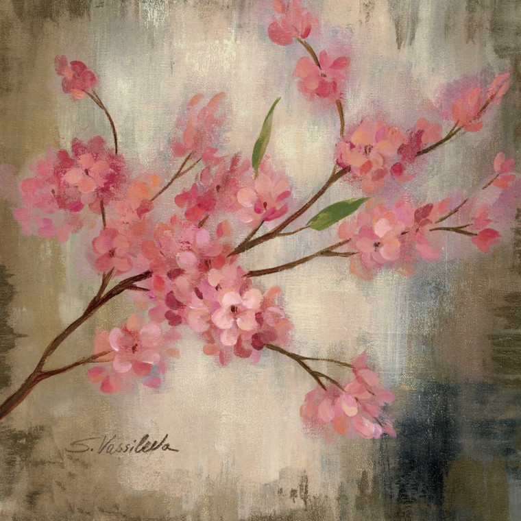 Vassileva Silvia Cherry Blossom I Floreale cm82X82 Immagine su CARTA TELA PANNELLO CORNICE Quadrata