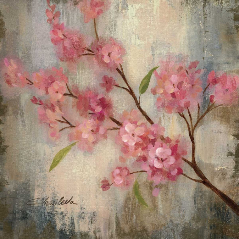 Vassileva Silvia Cherry Blossom II Floreale cm82X82 Immagine su CARTA TELA PANNELLO CORNICE Quadrata