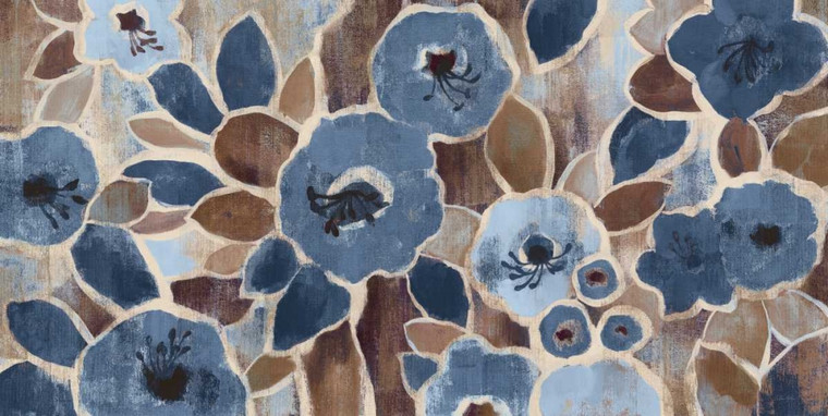 Vassileva Silvia Contemporary Tapestry blu Floreale cm84X171 Immagine su CARTA TELA PANNELLO CORNICE Orizzontale