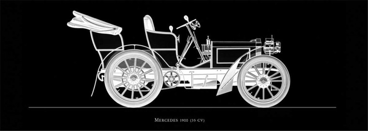 Fantini Antonio Mercedes 1900 Vintage ? cm18X54 Immagine su CARTA TELA PANNELLO CORNICE Orizzontale
