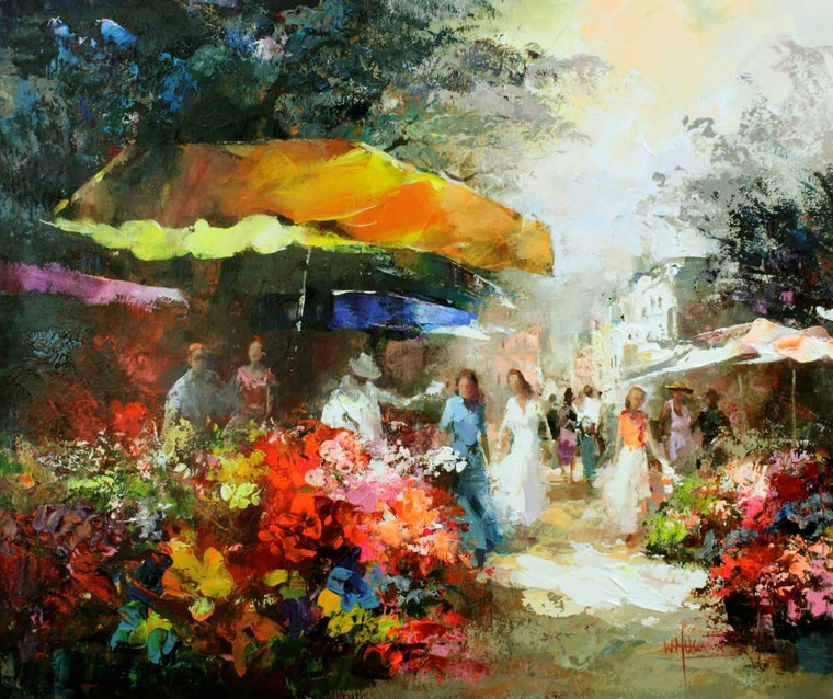 Haenraets Willem Market Place III europeo cm45X54 Immagine su CARTA TELA PANNELLO CORNICE Orizzontale