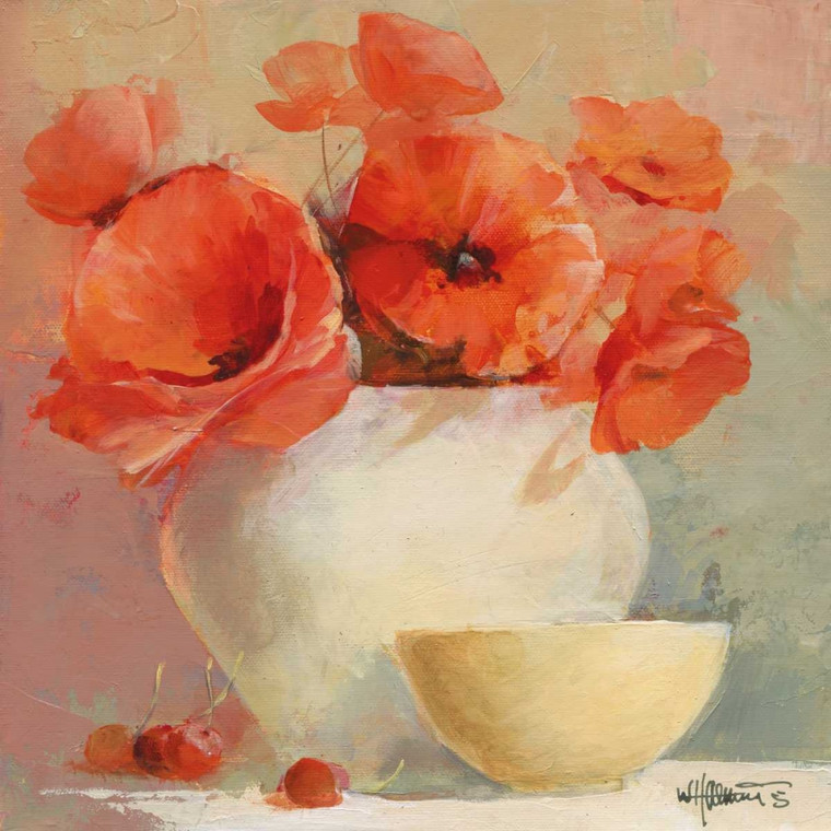 Haenraets Willem Bella Poppies II europeo cm77X77 Immagine su CARTA TELA PANNELLO CORNICE Quadrata