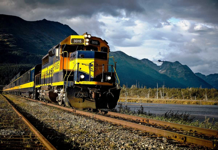 Stalowy John Engine Train Alaska Inspirational cm41X59 Immagine su CARTA TELA PANNELLO CORNICE Orizzontale