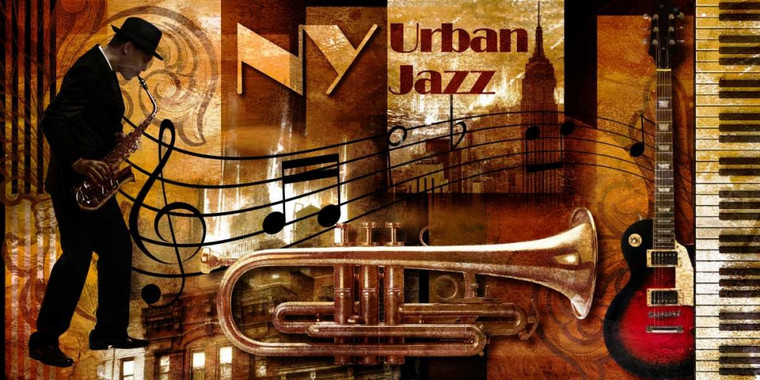 Robert Paul New York Jazz 01 Paesaggio urbano cm70X144 Immagine su CARTA TELA PANNELLO CORNICE Orizzontale