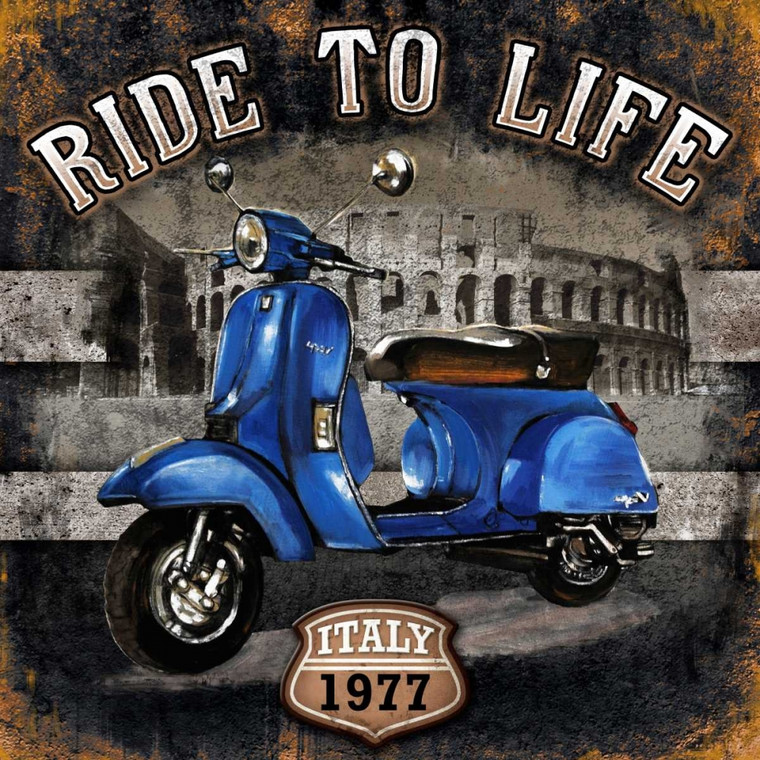 Sola Bresso Moto 01 Ride to Vita europeo cm70X70 Immagine su CARTA TELA PANNELLO CORNICE Quadrata