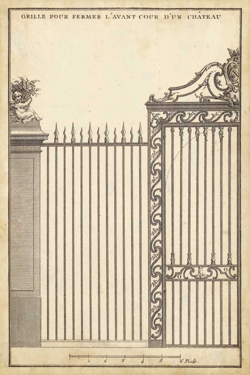 Blondel Antique Decorative Gate II Architettura cm109X73 Immagine su CARTA TELA PANNELLO CORNICE Verticale