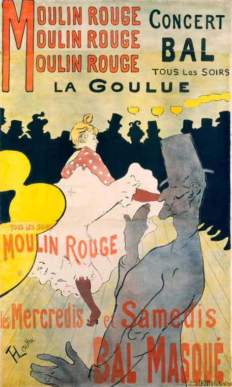 De Toulouse Lautrec Henri Moulin Rouge, La Goulue Moda cm137X82 Immagine su CARTA TELA PANNELLO CORNICE Verticale