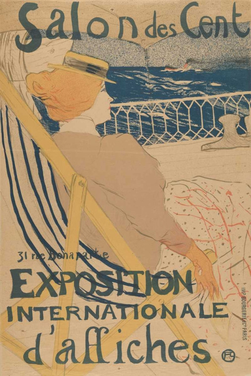 De Toulouse Lautrec Henri daffiches Exhibition Salon des Cent International Moda cm109X73 Immagine su CARTA TELA PANNELLO CORNICE Verticale