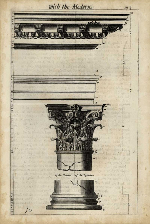 Evelyn John Architettura Antica II Architettura cm109X73 Immagine su CARTA TELA PANNELLO CORNICE Verticale