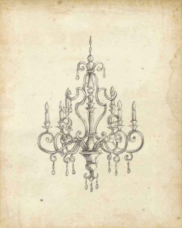 Harper Ethan Classical Chandelier III Decorativo cm91X73 Immagine su CARTA TELA PANNELLO CORNICE Verticale