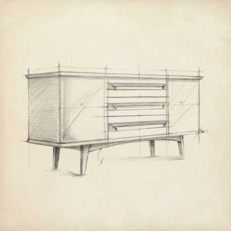 Harper Ethan Furniture Design V Mid Century Decorativo cm73X73 Immagine su CARTA TELA PANNELLO CORNICE Quadrata