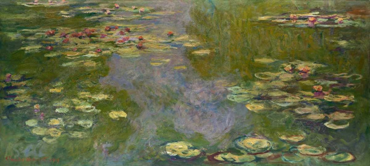Monet Claude Water Lilies I Paesaggio cm82X182 Immagine su CARTA TELA PANNELLO CORNICE Orizzontale