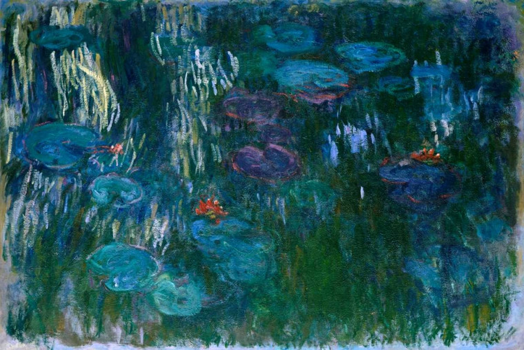 Monet Claude Water Lilies II Paesaggio cm87X131 Immagine su CARTA TELA PANNELLO CORNICE Orizzontale