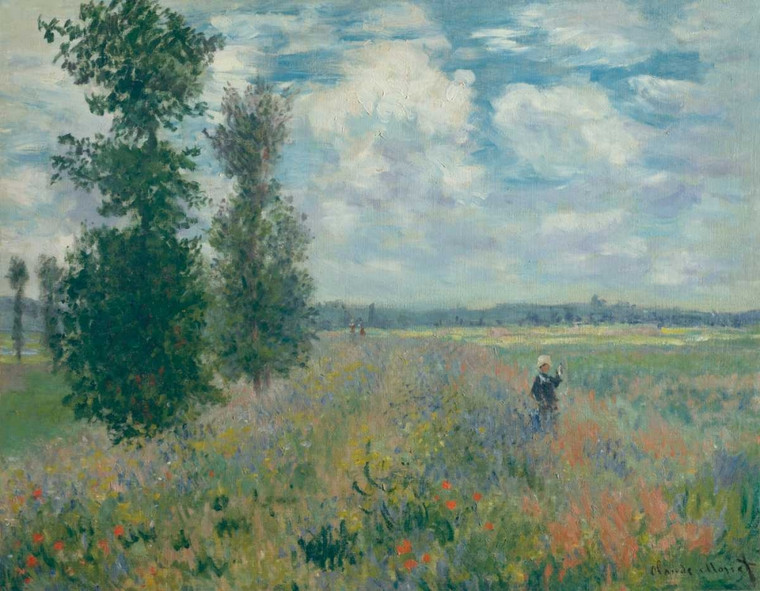 Monet Claude Poppy Fields nei pressi di Argenteuil Paesaggio cm76X99 Immagine su CARTA TELA PANNELLO CORNICE Orizzontale
