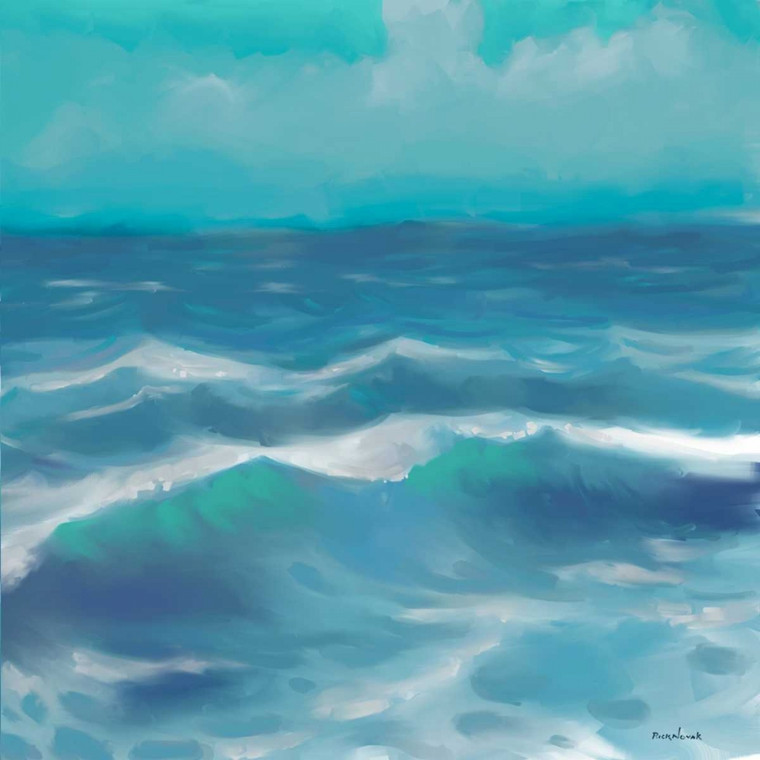 Novak Rick Ocean Waves II Costiero cm73X73 Immagine su CARTA TELA PANNELLO CORNICE Quadrata