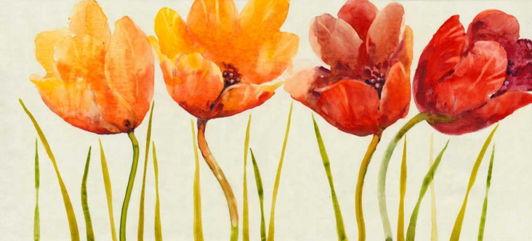 Otoole Tim Riga dei tulipani I Floreale cm80X180 Immagine su CARTA TELA PANNELLO CORNICE Orizzontale