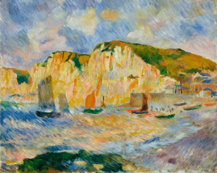 Renoir Pierre Auguste Mare e scogliere Costiero cm87X109 Immagine su CARTA TELA PANNELLO CORNICE Orizzontale