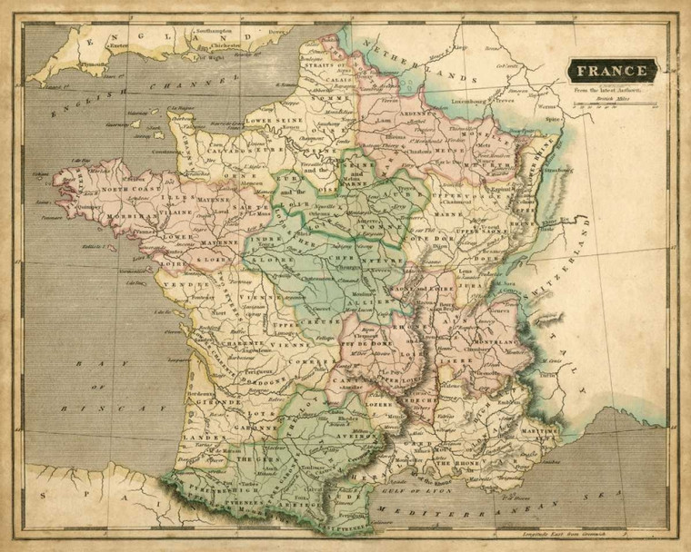Thomson Thomson Mappa della Francia Vintage ? cm85X107 Immagine su CARTA TELA PANNELLO CORNICE Orizzontale