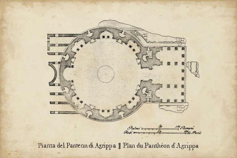 Unknown Piano per il Pantheon Architettura cm73X109 Immagine su CARTA TELA PANNELLO CORNICE Orizzontale