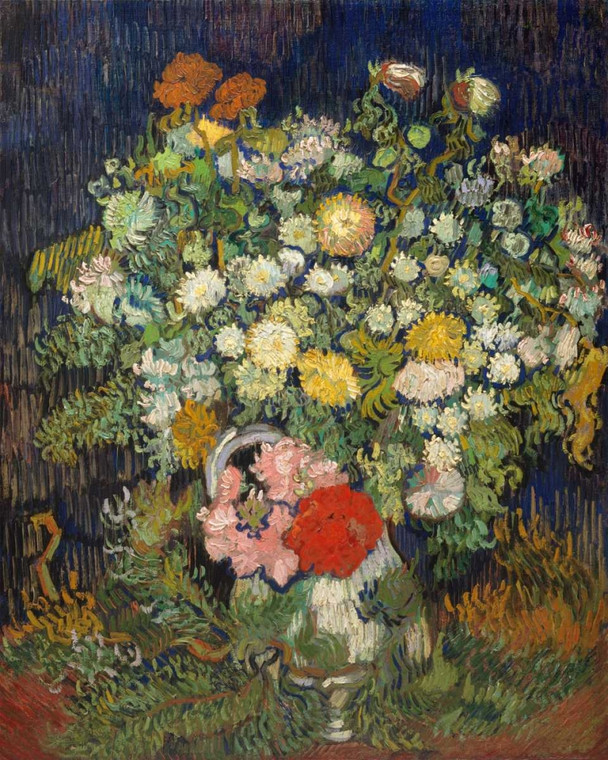 Van Gogh Vincent Mazzo di fiori in un vaso Floreale cm109X87 Immagine su CARTA TELA PANNELLO CORNICE Verticale