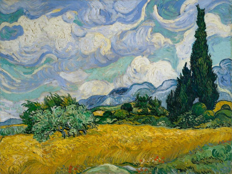 Van Gogh Vincent cipressi II Paesaggio cm82X109 Immagine su CARTA TELA PANNELLO CORNICE Orizzontale